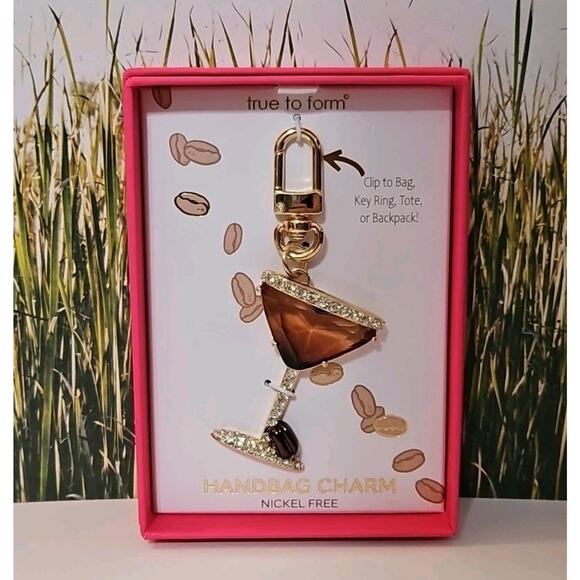 True To Form Keychain Espresso Martini Glass Handbag Charm Bag Charm Keychain - Picture 1 of 5